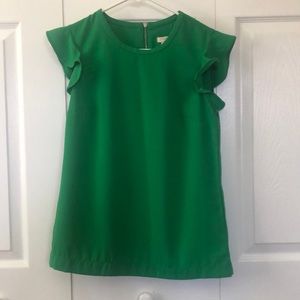 JCrew Ruffle Sleeve Green Blouse
